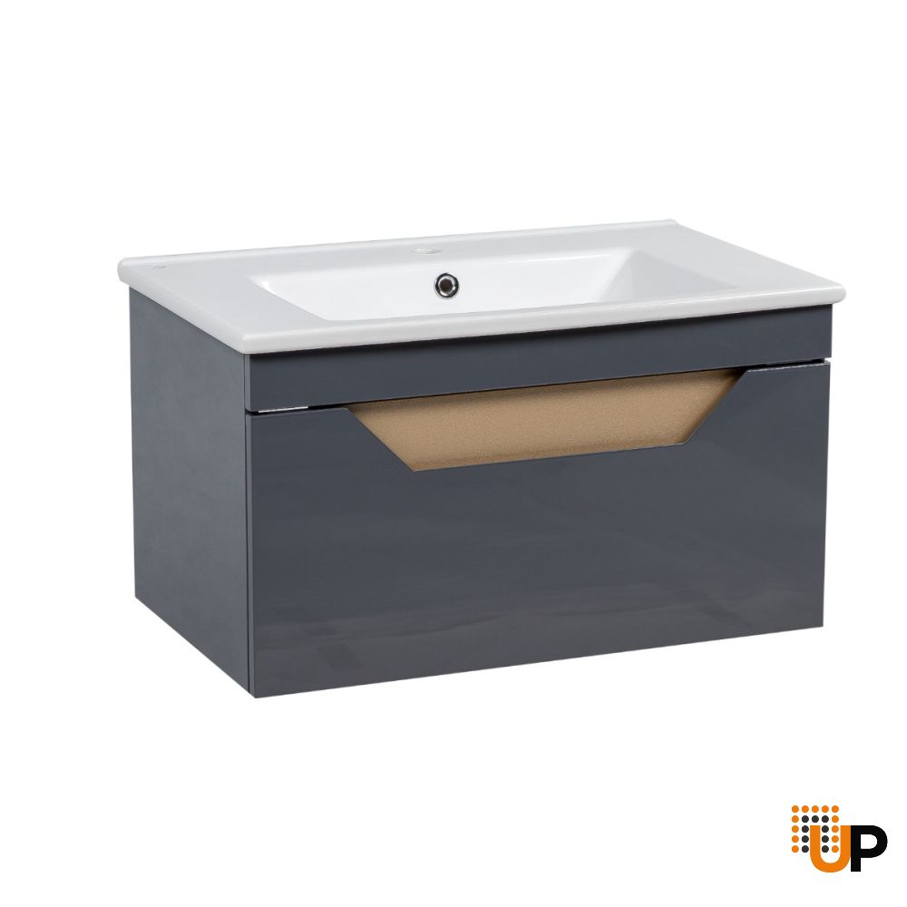 Modern Wall-Mount Bathroom Vanity with Washbasin | Troy Collection | Non-Toxic Fire-Resistant MDF | Buy Vanity Online