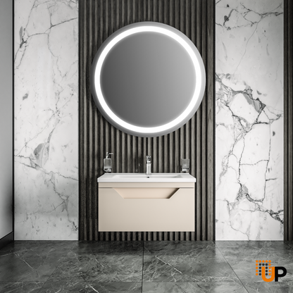 Modern Wall-Mount Bathroom Vanity with Washbasin | Troy Collection | Non-Toxic Fire-Resistant MDF | Buy Vanity Online