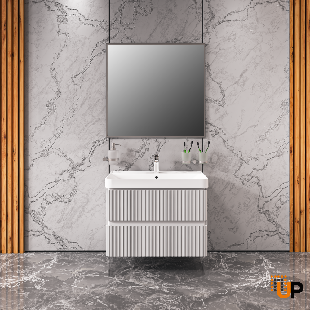 Modern Wall-Mounted Bathroom Vanity with Washbasin | Luxury Collection | Non-Toxic Fire-Resistant MDF | Buy Vanity Online