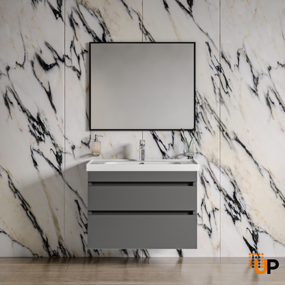 Modern Wall-Mounted Bathroom Vanity with Washbasin | Niagara Collection | Non-Toxic Fire-Resistant MDF-24" | Buy Vanity Online