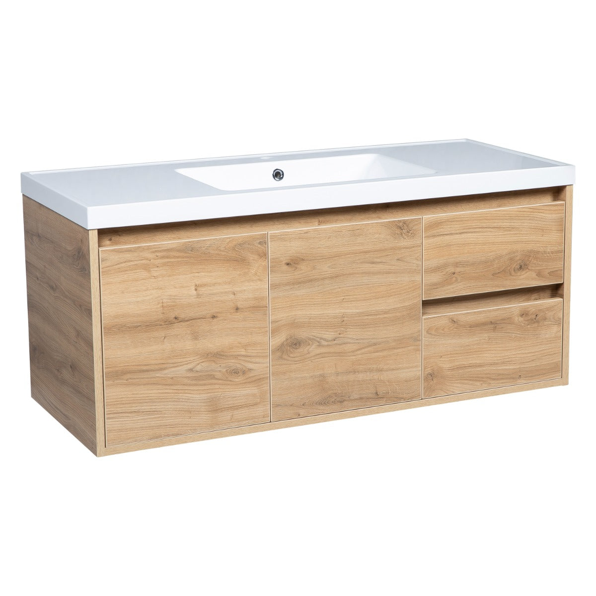 Modern Wall-Mounted Bathroom Vanity | Niagara Wall Mount Natural Teak Collection 48 | Non-Toxic Fire-Resistant MDF | Buy Vanity Online