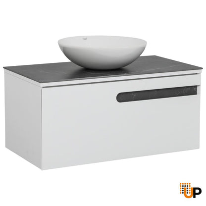 Modern Wall-Mount Bathroom Vanity with Washbasin | Ostin White Matte Collection | Non-Toxic Fire-Resistant MDF-36" | Buy Vanity Online