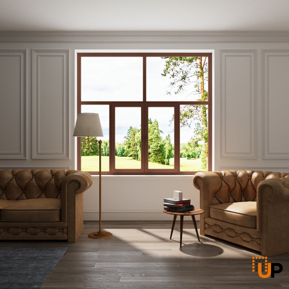 Six-Part Window PVC |  Two Center Sections Operable | Double Pane | Sateen Glass | Buy Windows Online