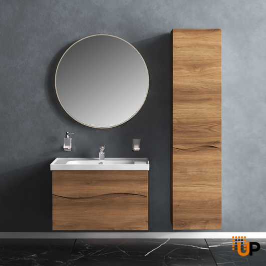 Modern Wall-Mount Bathroom Vanity with Washbasin | Wave Collection | Non-Toxic Fire-Resistant MDF-26" | Buy Vanity Online