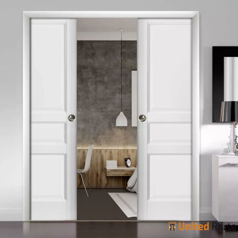 French Pocket Door with Decorative Panels | Solid Wood Interior Sliding Closet Sturdy Doors | Buy Doors Online
