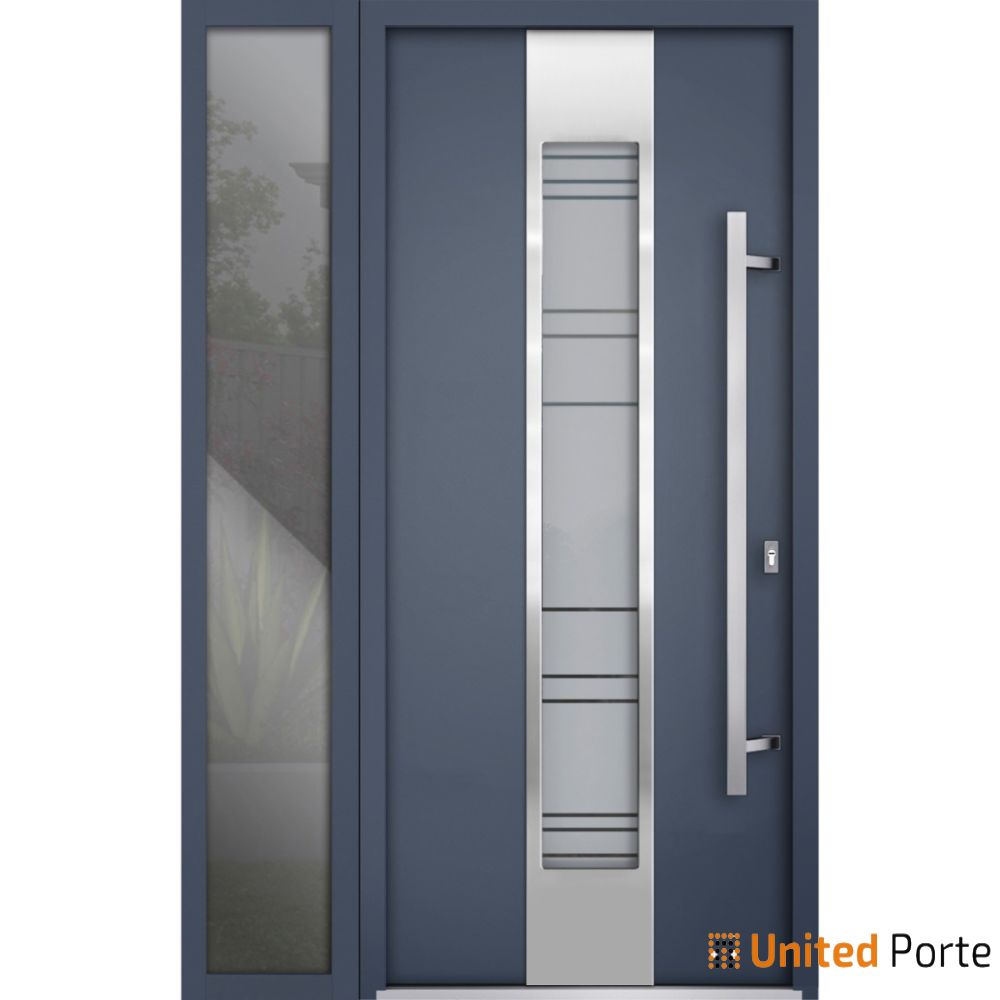 Front Exterior Prehung Steel Door | Stainless Inserts Single Modern Painted | Buy Doors Online