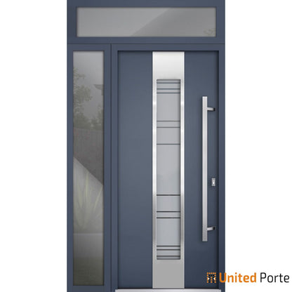 Front Exterior Prehung Steel Door | Stainless Inserts Single Modern Painted | Buy Doors Online