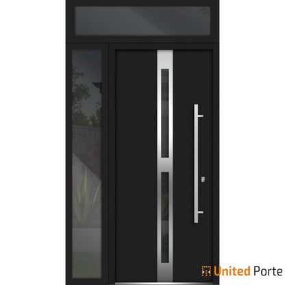 Front Exterior Prehung Steel Door | Stainless Inserts Single Modern Painted Door | 1715