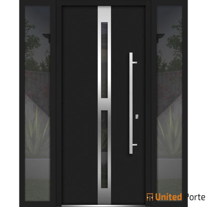 Front Exterior Prehung Steel Door | Stainless Inserts Single Modern Painted Door | 1715