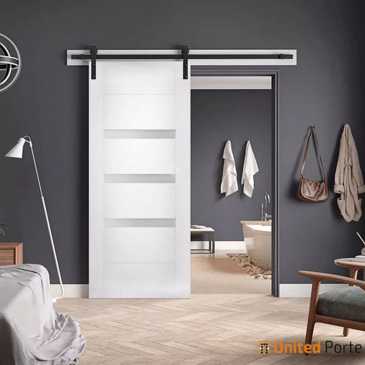 Modern Barn Door with Frosted Opaque Glass | Solid Panel Interior Doors | Buy Doors Online