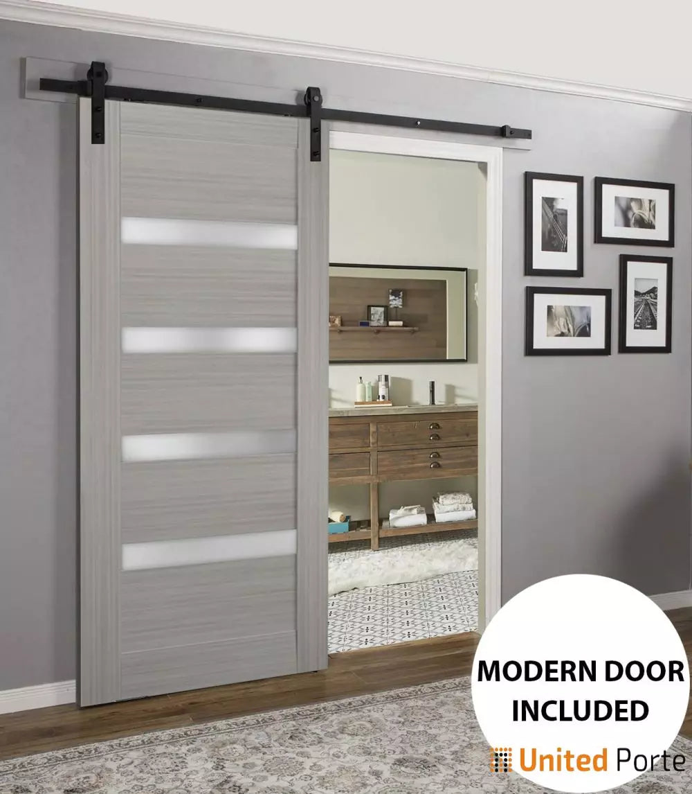 Sliding Barn Door with Frosted Glass | Lite Wooden Solid Panel Interior Doors | Buy Doors Online