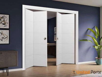 Sliding Closet Bi-fold Doors with Decorative Panels | Wood Solid Bedroom Wardrobe Doors | Buy Doors Online
