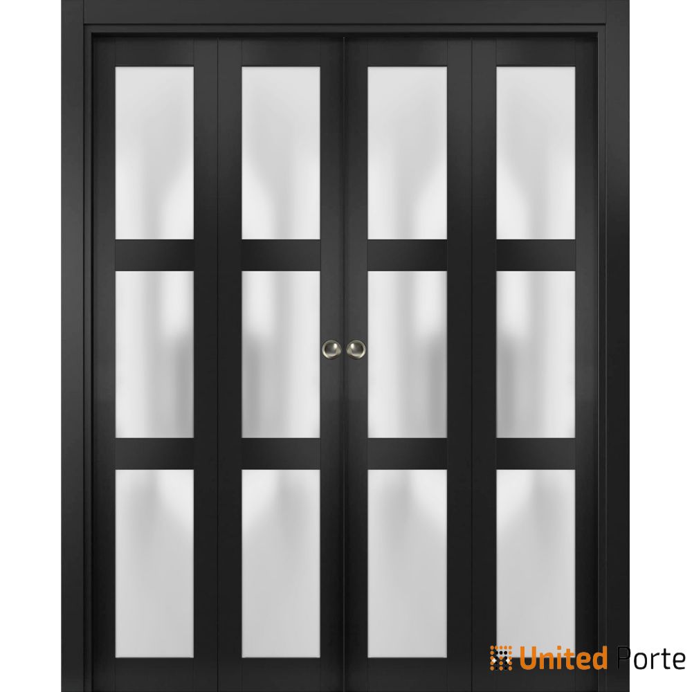 Sliding Closet Bi-Fold Doors with Frosted Glass | Wood Solid Bedroom Wardrobe Doors | Buy Doors Online