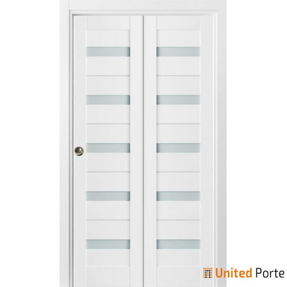 Sliding Closet Bi-fold Door with Frosted Glass | Wood Solid Bedroom Wardrobe Doors | Buy Doors Online