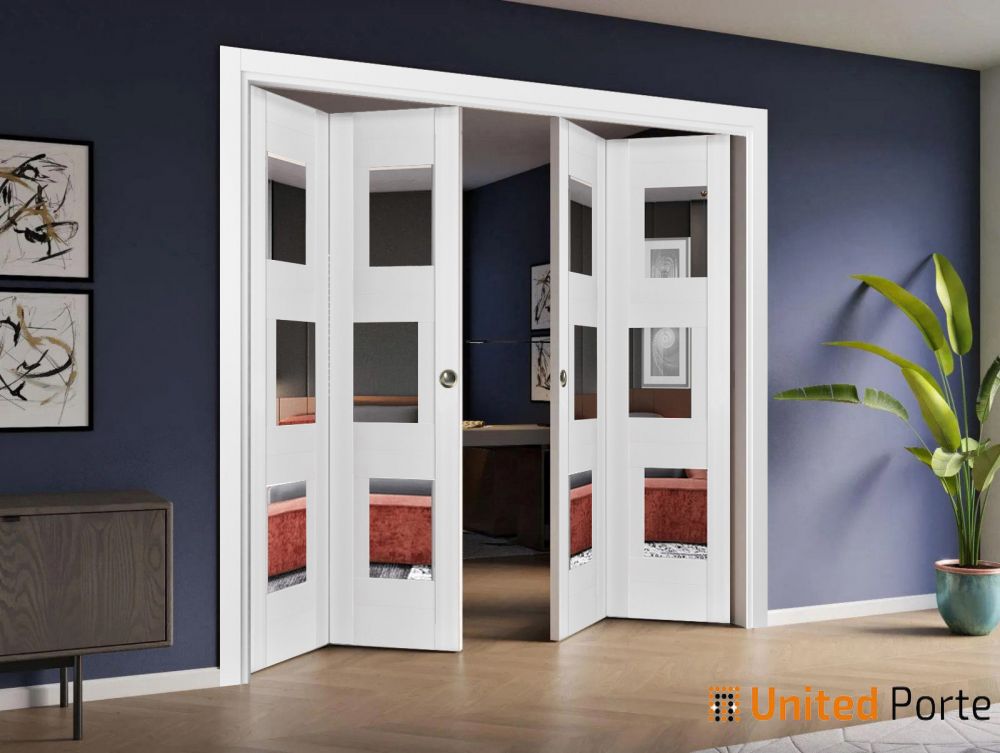 Sliding Closet Bi-fold Doors with Mirror | Wood Solid Bedroom Wardrobe Doors | Buy Doors Online
