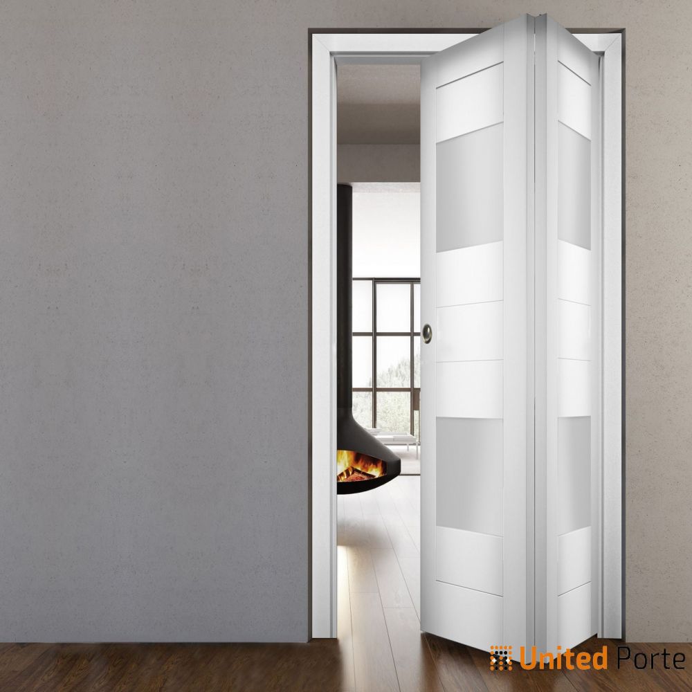 Sliding Closet Bi-fold Doors with Opaque Glass | Wood Solid Bedroom Wardrobe Doors | Buy Doors Online