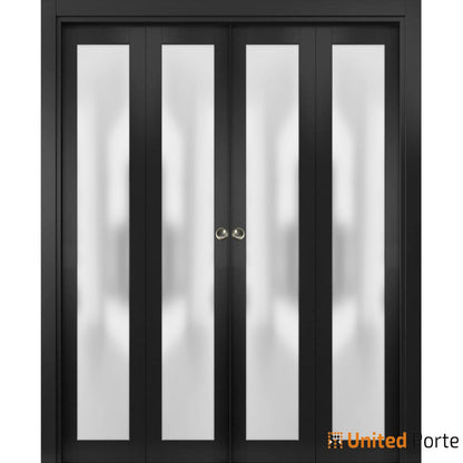Sliding Closet Bi-fold Doors with Frosted Glass | Wood Solid Bedroom Wardrobe Doors | Buy Doors Online