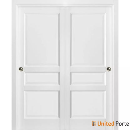 Sliding Closet Bypass Door with Decorative Panels | 3-Panels Wooden Solid Doors | Buy Doors Online