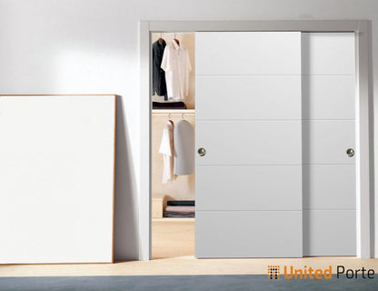 Sliding Closet Bypass Doors with Decorative Panels | Wood Solid Bedroom Wardrobe Doors | Buy Doors Online