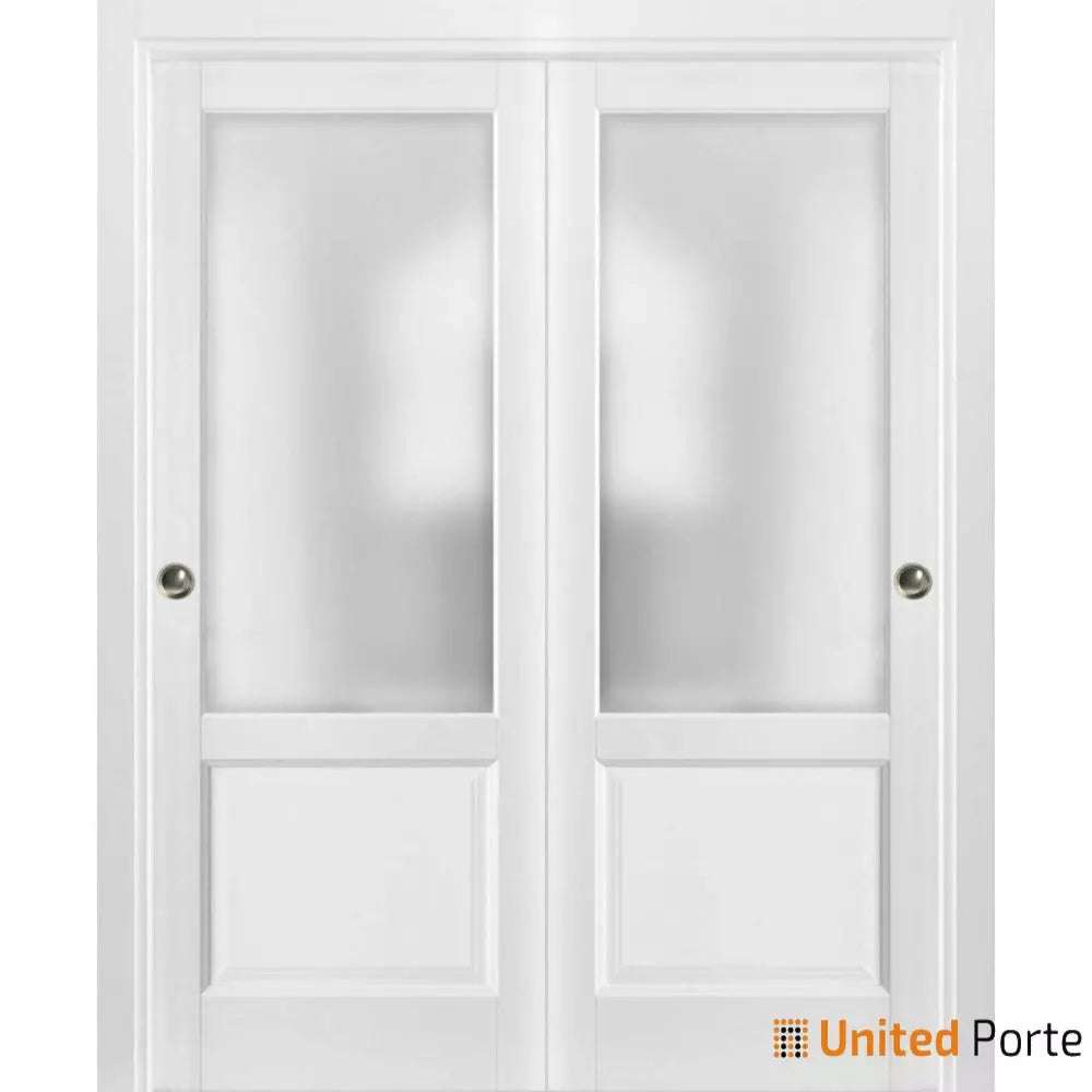 Sliding Closet Bypass Door with Frosted Glass | Kitchen Lite Wooden Solid Bedroom Wardrobe Doors | Buy Doors Online