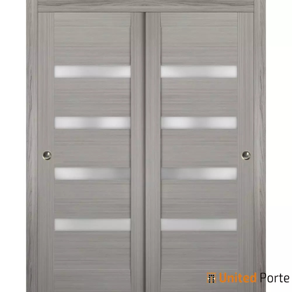 Sliding Closet Bypass Door with Frosted Glass | Wood Solid Bedroom Wardrobe Doors | Buy Doors Online