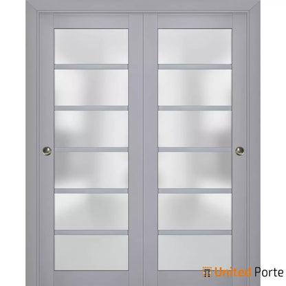 Sliding Closet Bypass Doors with Frosted Glass | Wood Solid Bedroom Wardrobe Doors | Buy Doors Online