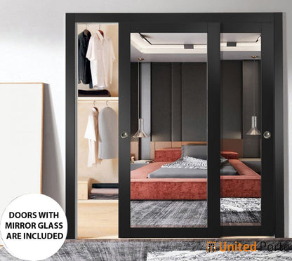 Sliding Closet Bypass Doors with Mirror | Wood Solid Bedroom Wardrobe Doors  | Buy Doors Online