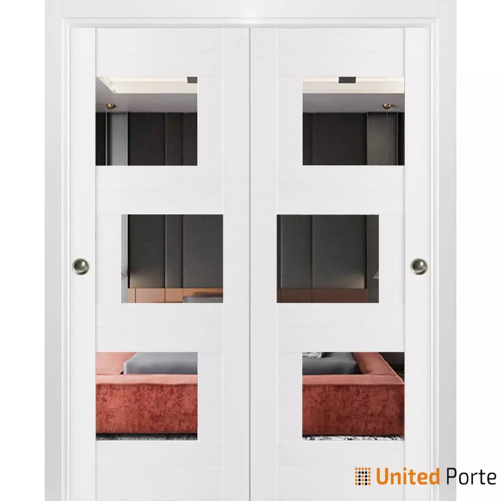 Sliding Closet  Bypass Doors with Mirror | Wood Solid Bedroom Wardrobe Doors | Buy Doors Online