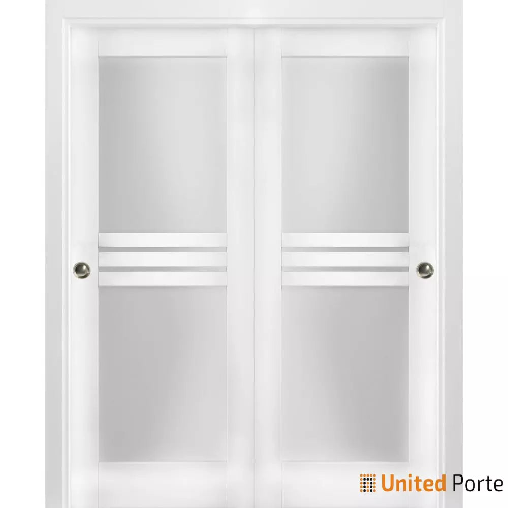 Sliding Closet Bypass Door with Opaque Glass | Wood Solid Bedroom Wardrobe Doors | Buy Doors Online