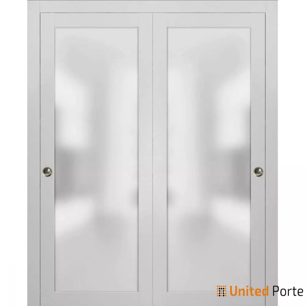 Sliding Closet Bypass Doors with Frosted Glass | Modern Wood Solid Bedroom Wardrobe Doors | Buy Doors Online