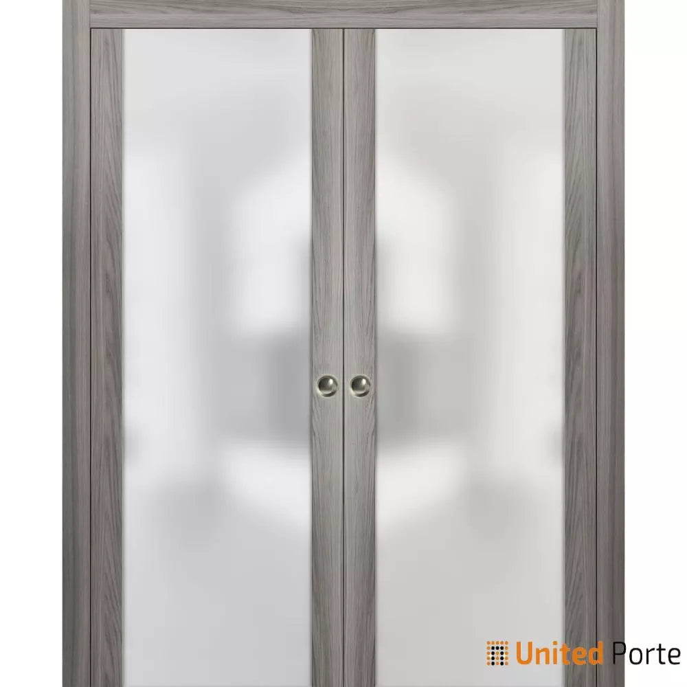 Sliding Double Pocket Door with  Frosted Tempered Glass | Solid Wood Interior  Sturdy Doors |  Buy Doors Online