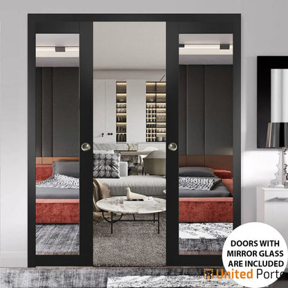 Sliding French Pocket Door with Mirror | Solid Wood Interior Bedroom Sturdy Doors I Buy Doors Online