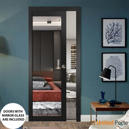 Sliding French Pocket Door with Mirror | Solid Wood Interior Bedroom Sturdy Doors I Buy Doors Online