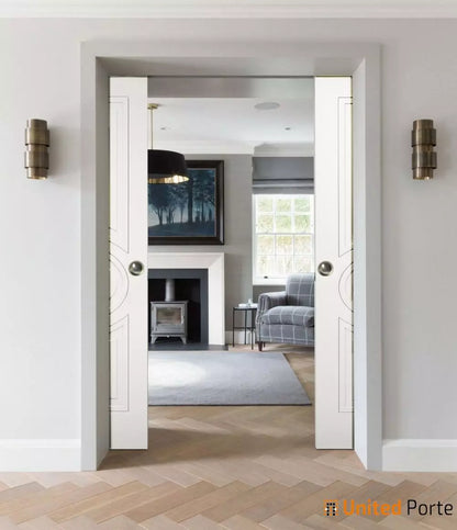Sliding Pocket Door with Decorative Panels | MDF Interior Bedroom Modern Doors | Buy Doors Online