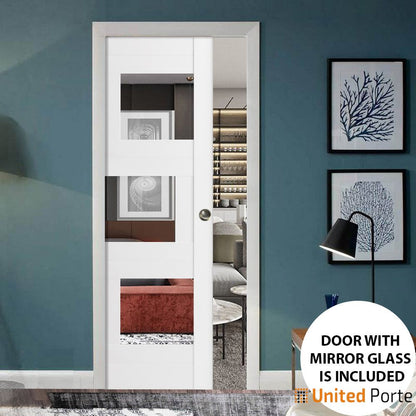 Sliding Pocket Door with Mirror | MDF Interior Bedroom Modern Doors | Buy Doors Online