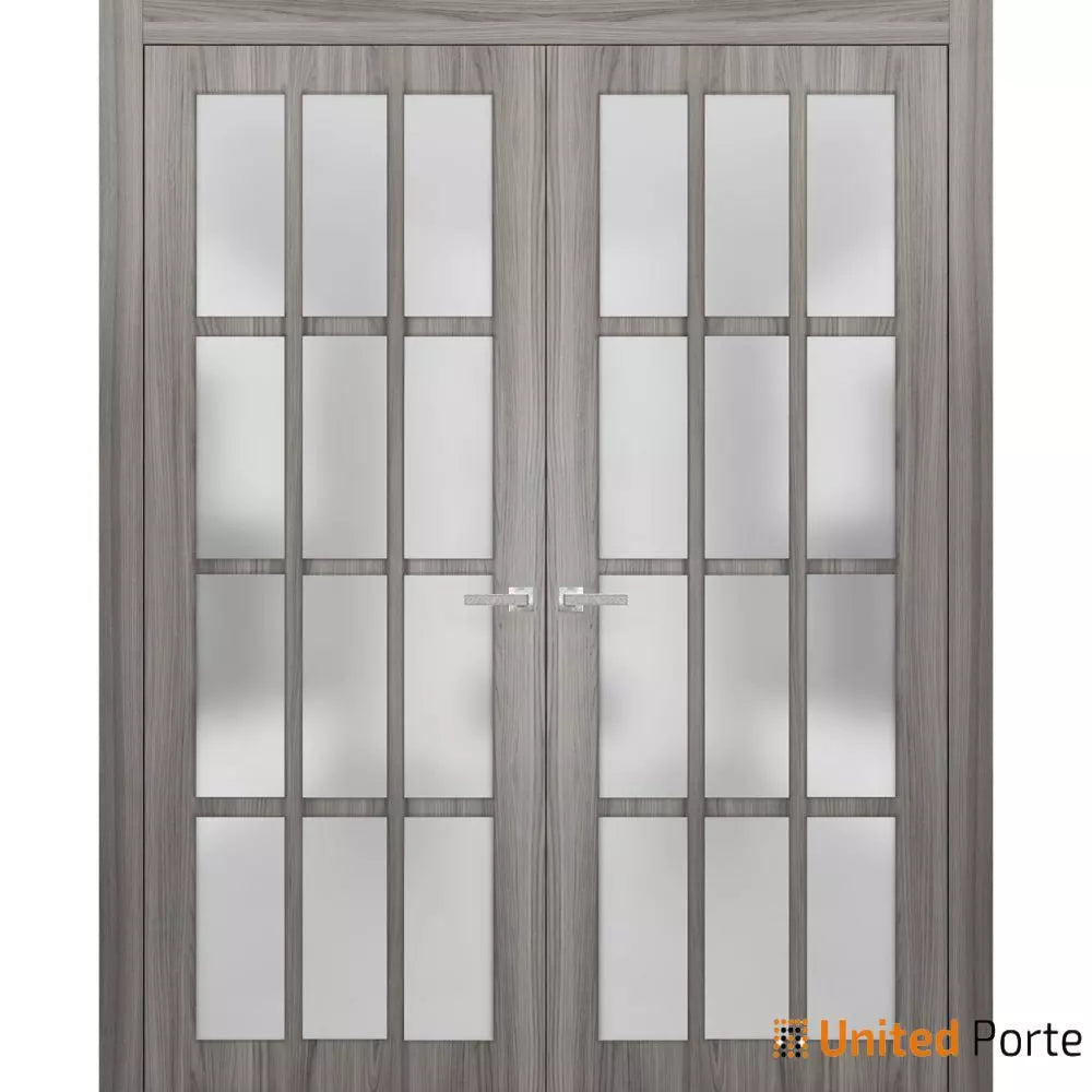 Solid French Door with 12 Lites Frosted Glass | Bathroom Bedroom Sturdy Doors | Buy Doors Online