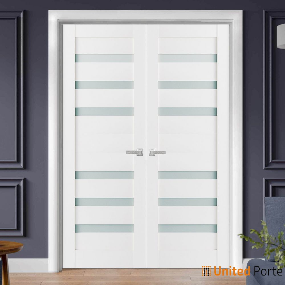 Solid French Door with Frosted Glass | Bathroom Bedroom Sturdy Doors | Buy Doors Online