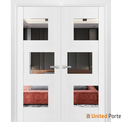 Solid French Door with Mirror | Bathroom Bedroom Modern Doors | Buy Doors Online