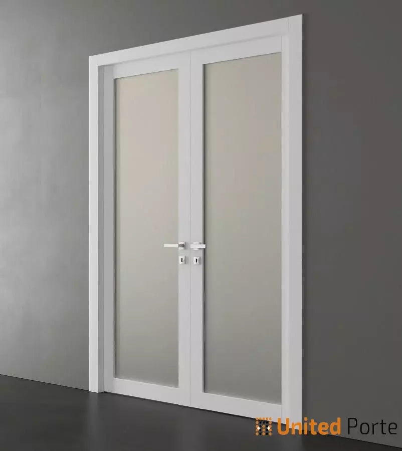 Solid French Doors with Frosted Glass | Closet Bedroom Sturdy Doors | Buy Doors Online
