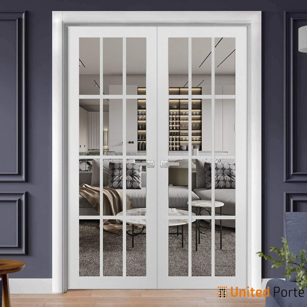 Solid French Interior Door with Clear Glass | Bathroom Bedroom Sturdy Doors | Buy Doors Online
