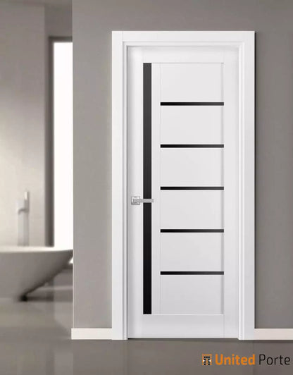 Solid Interior French Door with Black Glass | Bathroom Bedroom Sturdy Doors | Buy Doors Online