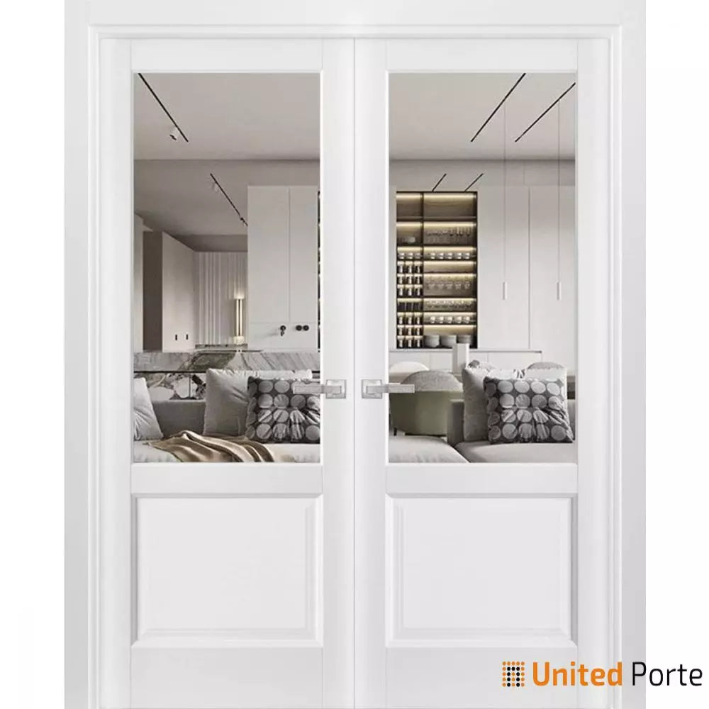 Solid Interior French Door with Clear Glass | Closet Bedroom Sturdy Doors | Buy Doors Online