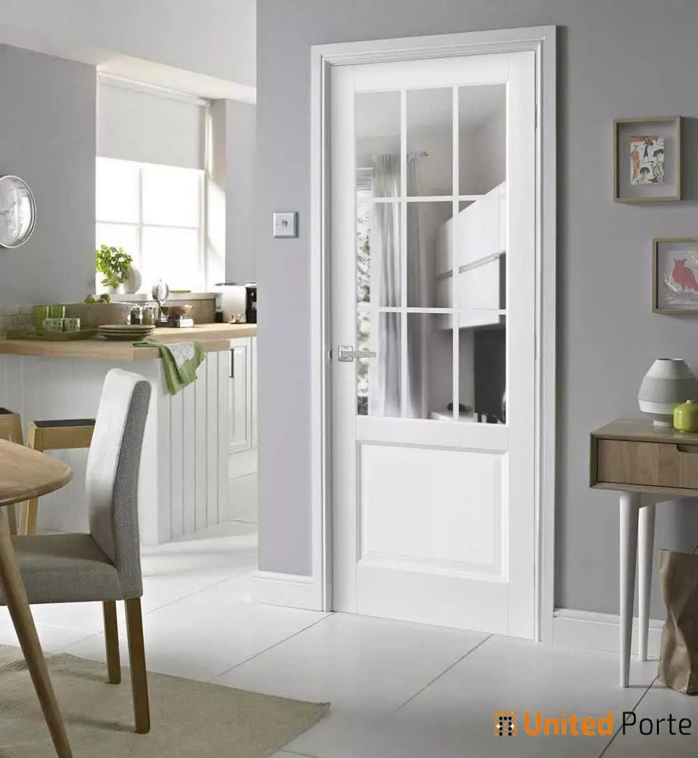 Solid Interior French Door with Clear Glass | Bathroom Bedroom Sturdy Doors | Buy Doors Online