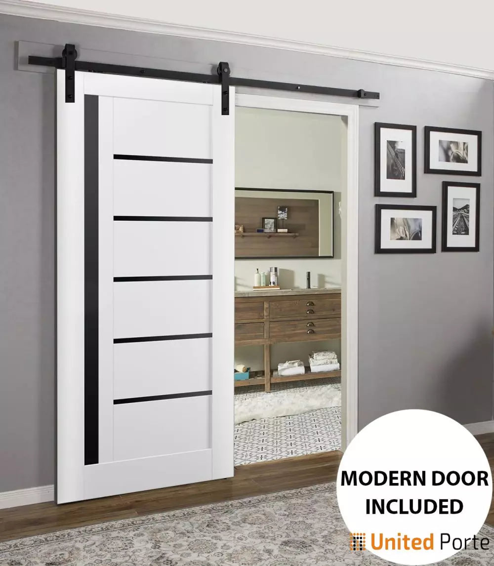 Sturdy Barn Door with Black Glass | Solid Panel Interior Doors | Buy Doors Online