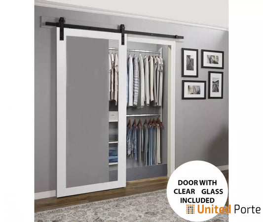 Sturdy Barn Door with Clear Glass | Modern Solid Panel Interior Doors | Buy Doors Online