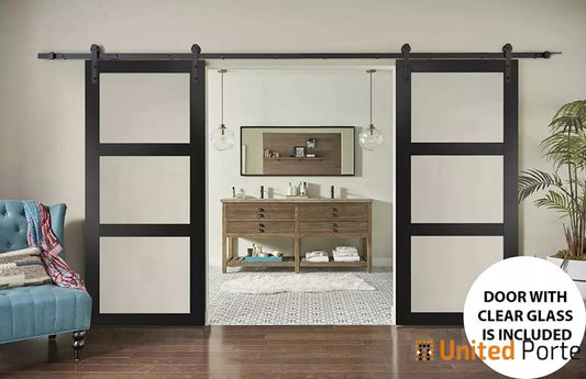 Sturdy Barn Door with with Clear Glass | Solid Panel Interior Doors | Buy Doors Online