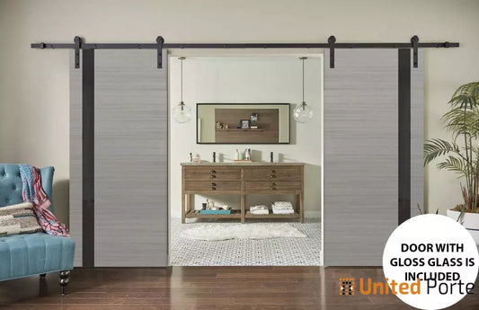 Sturdy Barn Door with Frosted Glass | Modern Solid Panel Interior Doors | Buy Doors Online