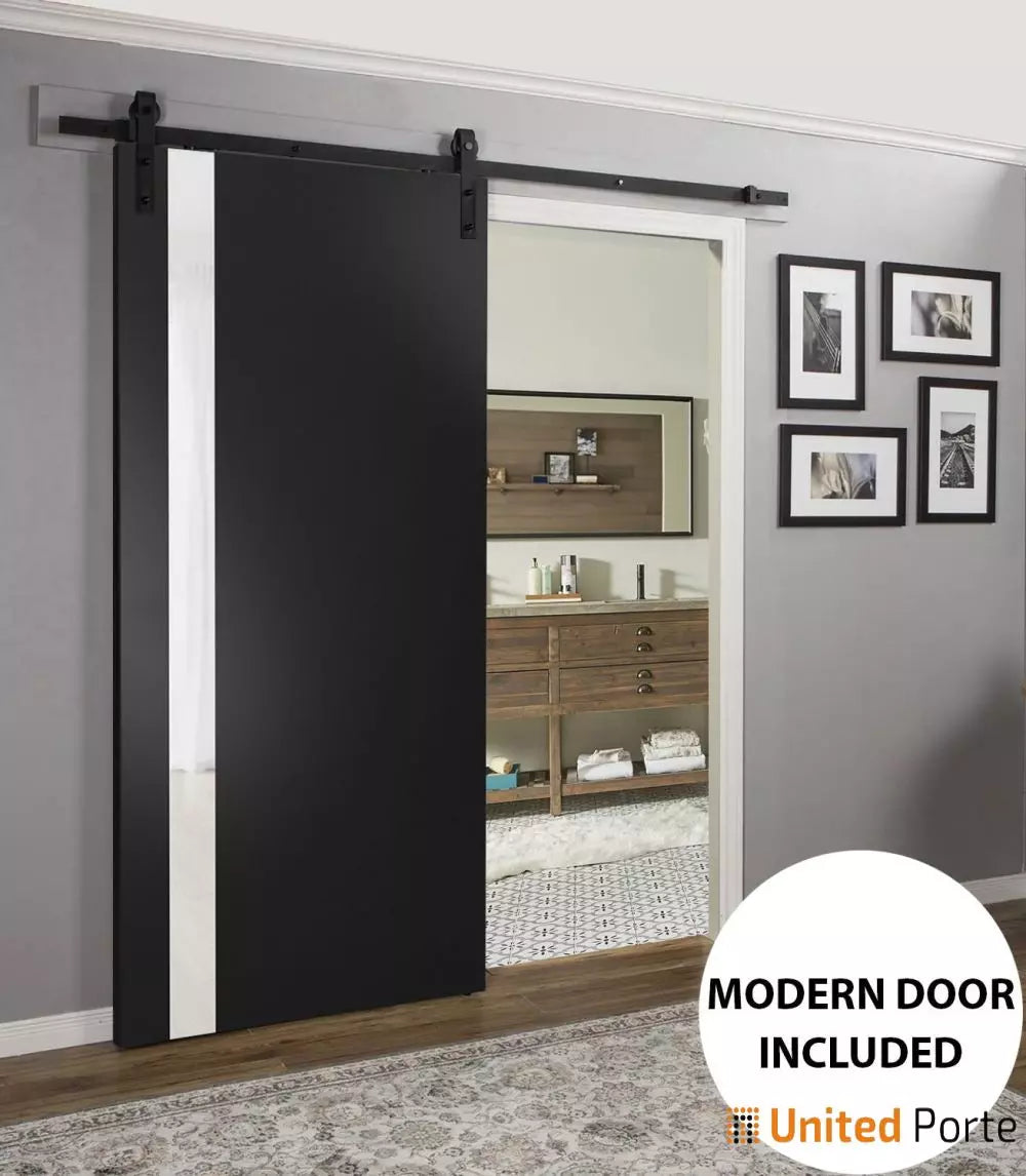 Sturdy Barn Door with Frosted Glass | Modern Solid Panel Interior Doors | Buy Doors Online