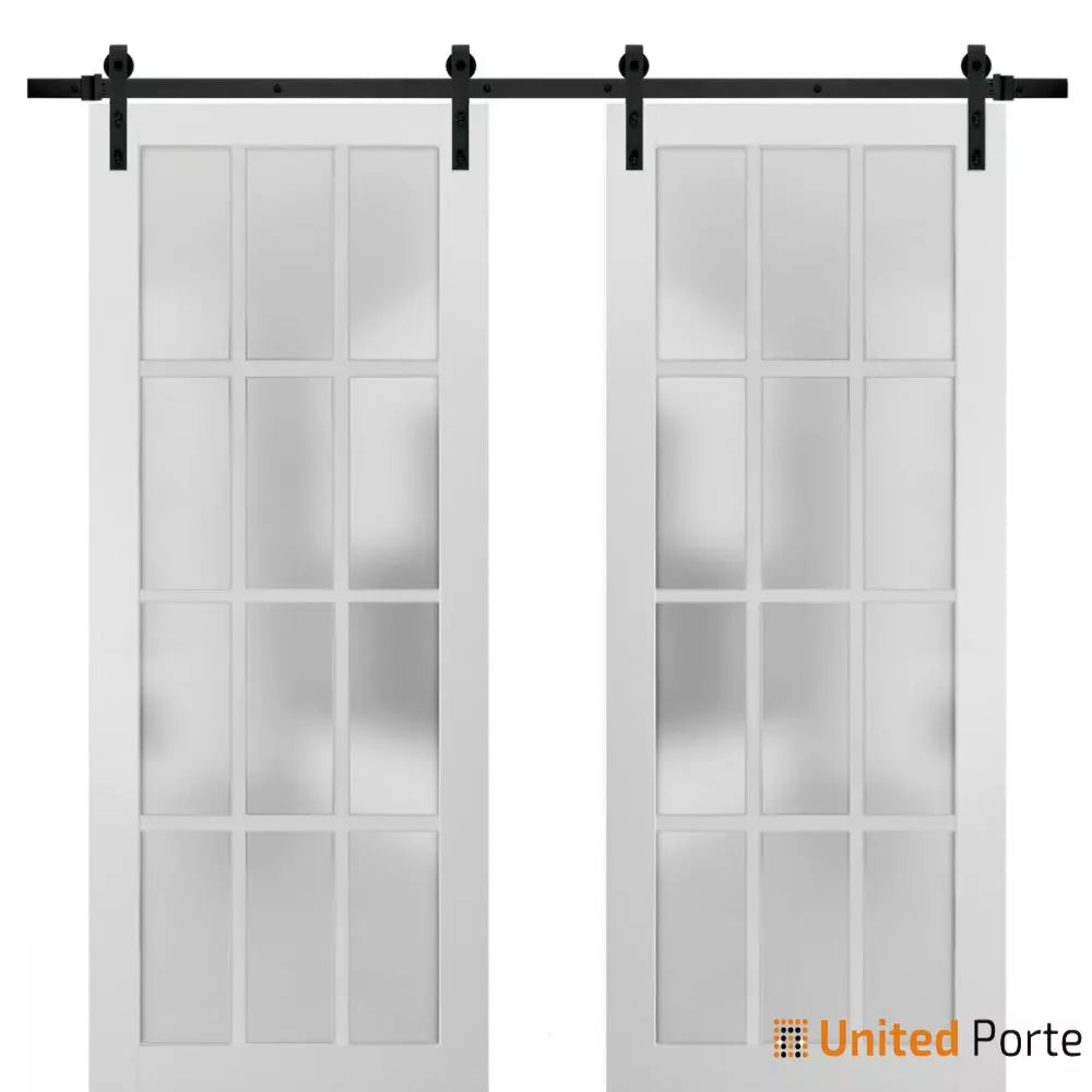 Sturdy Barn Door with 12 lites Frosted Glass | Solid Panel Interior Doors | Buy Doors Online