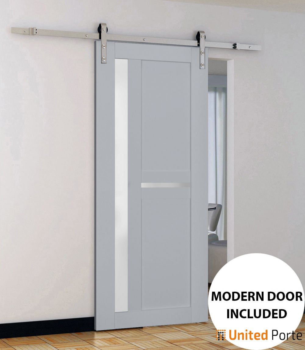 Sturdy Barn Door with Frosted Glass | Solid Panel Interior Doors | Buy Doors Online